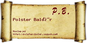 Polster Balár névjegykártya